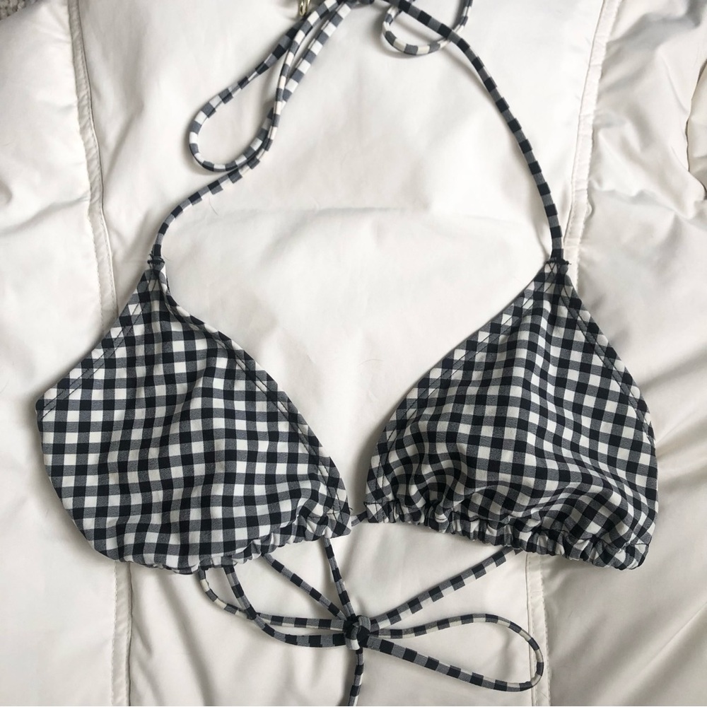 H&M Women’s Black and White Checkered Bikini Top Size 8